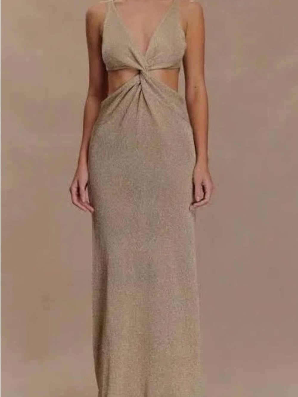 Meshki Gracelyn twisted metallic knit maxi dress